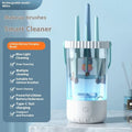 White rechargeable electric cleaning brush for makeup brushes with USB cable.