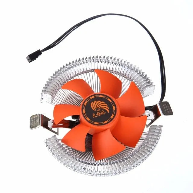 Orange PC CPU cooler fan with black chassis, 12V DC 2600RPM for Intel and AMD sockets