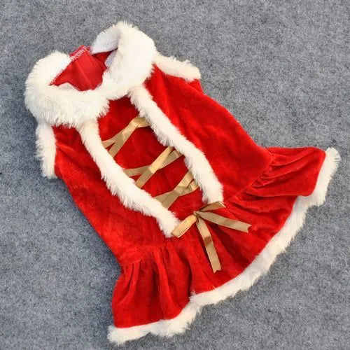 Red velvet pet skirt for female dogs, size XS to L, Christmas New Year outfit