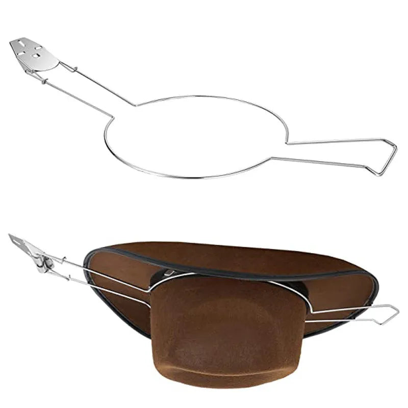 Brown chrome-plated metal hat stand designed for installation inside a car.