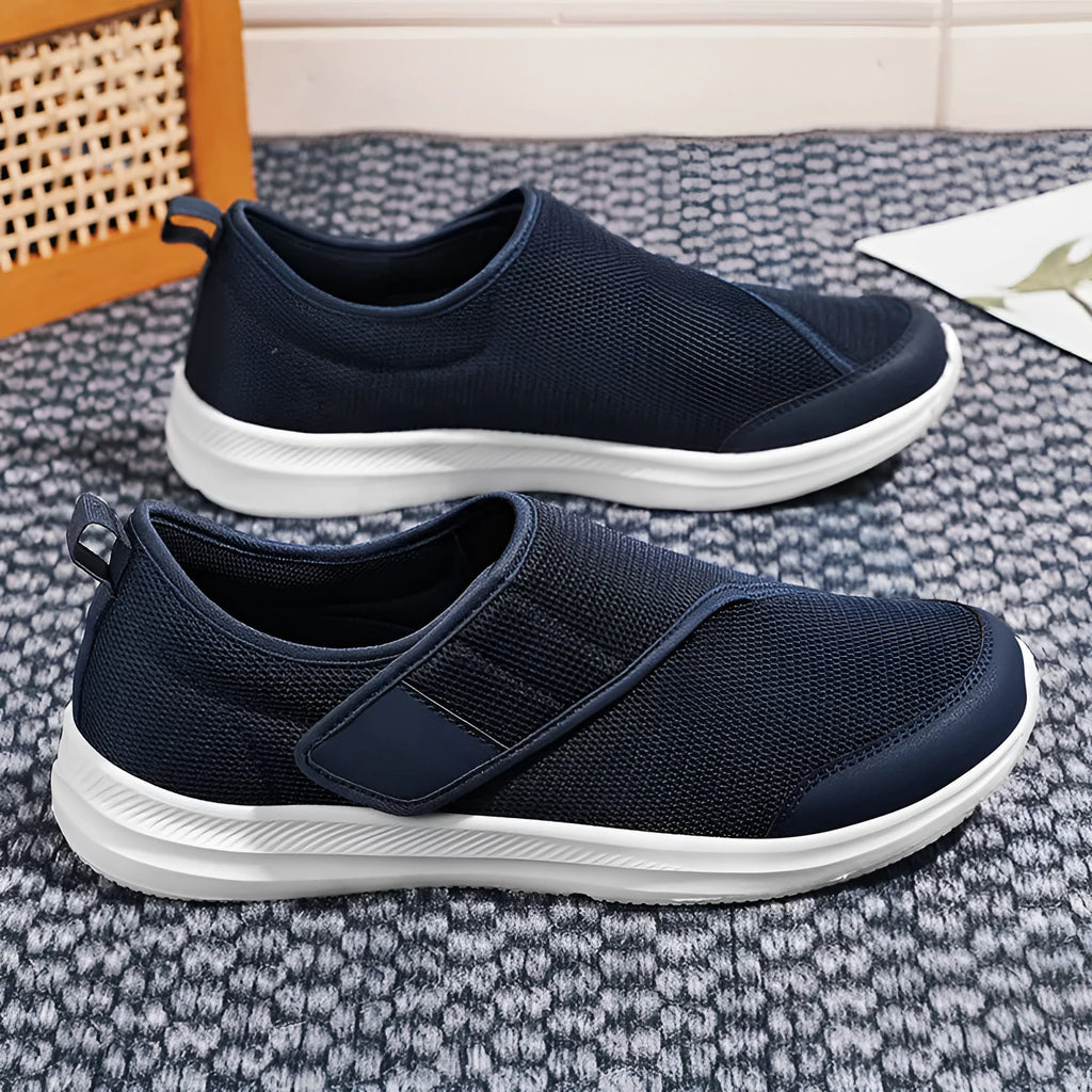 Mesh walking shoes with Velcro closure in black, blue, gray, or wine red colours