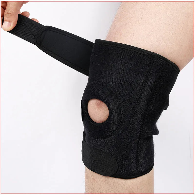 Sports knee pad with spring support system for running and basketball.