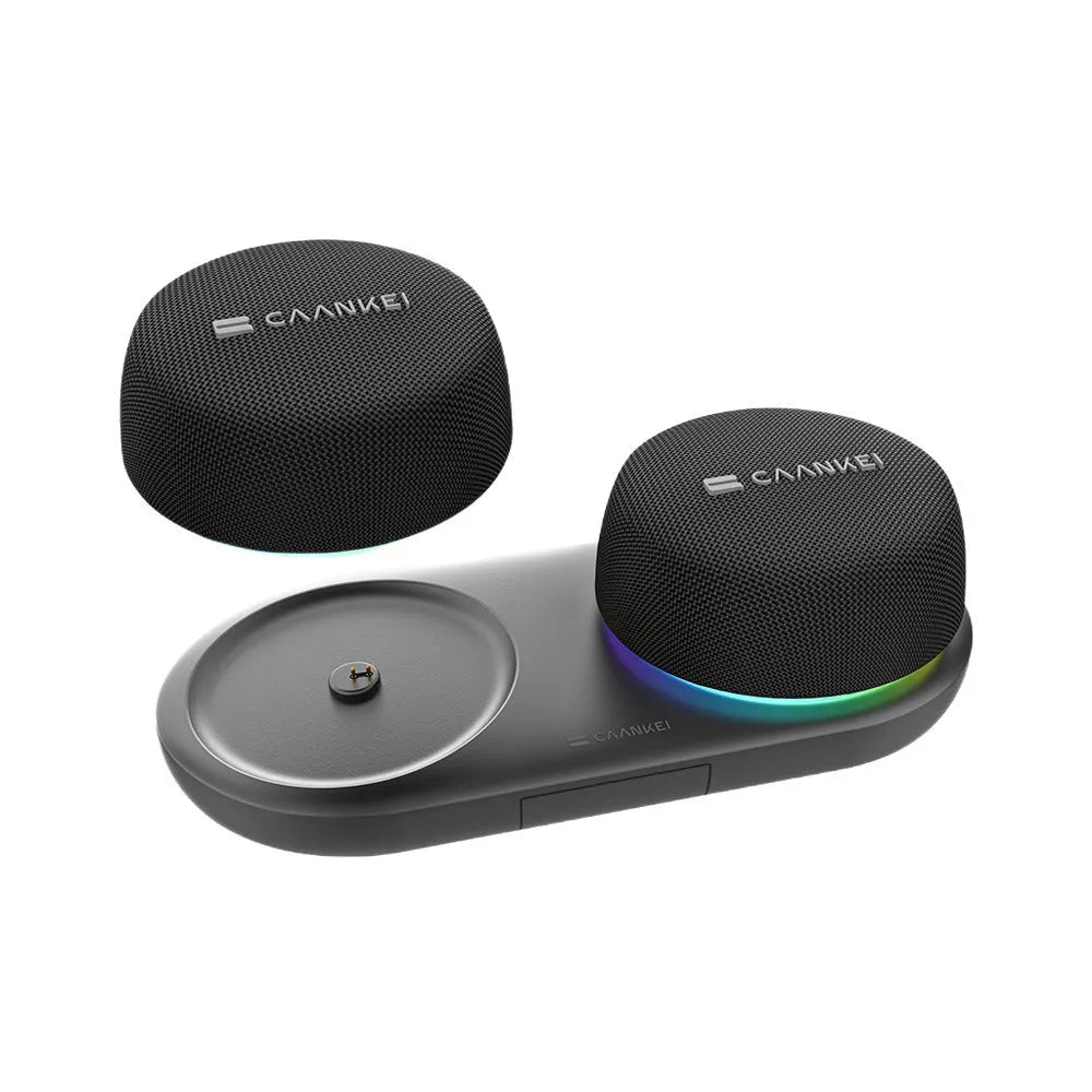 Black Bluetooth speaker with high volume stereo surround bass and built-in battery