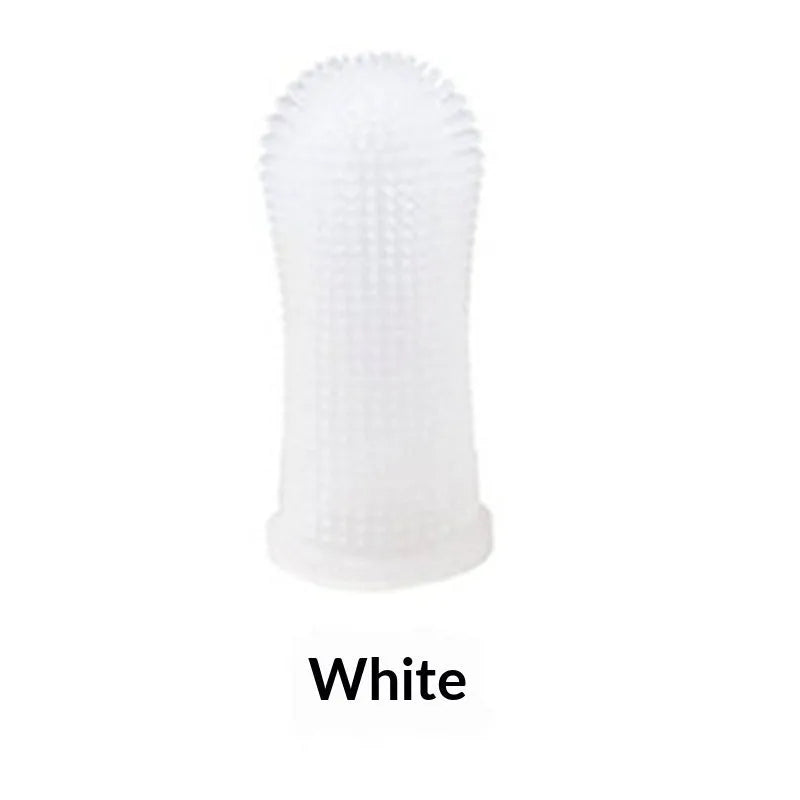 360-degree silicone finger toothbrush for dogs and cats with deep oral cleaning finger sleeve, available in multiple colours