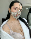 Silver rhinestone face mask, plastic decorative mask in an OPP bag for party and gift use