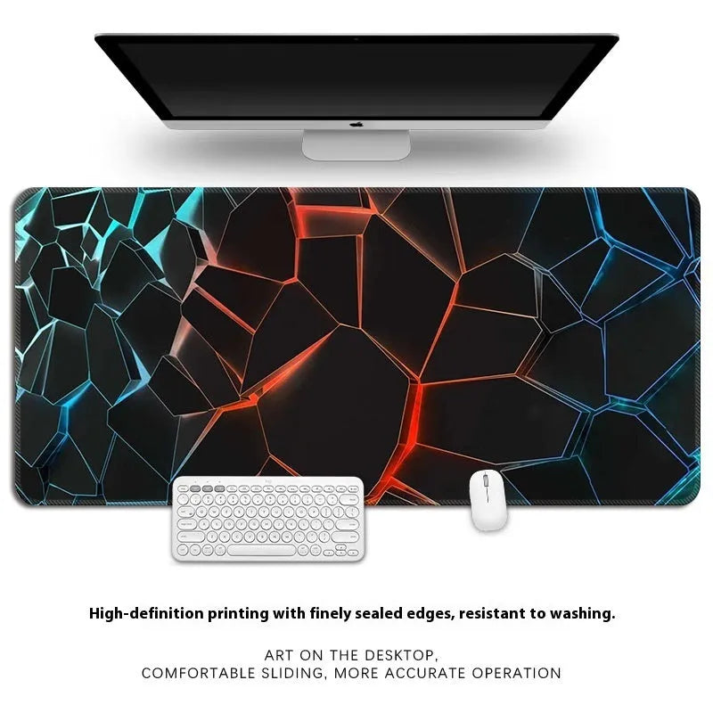 Thickened overlock computer keyboard desk mat with natural rubber non-slip base and thermal transfer pattern