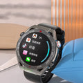 Black smart watch phone with 1.43-inch IPS screen, silicone strap, ceramic body, Android 9.0 and SIM support