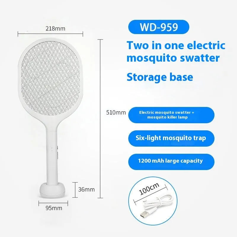 Rechargeable electric mosquito swatter with USB cable for indoor insect control