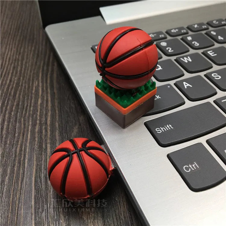Creative cartoon basketball U disk round USB 2.0 flash drive with PVC shell and multiple capacity options