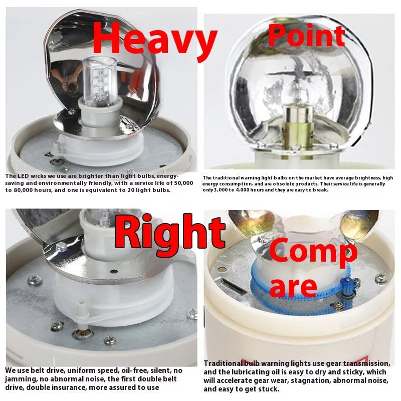 LTE-1101J industrial warning light with rotating red/yellow/green dome and sound alarm