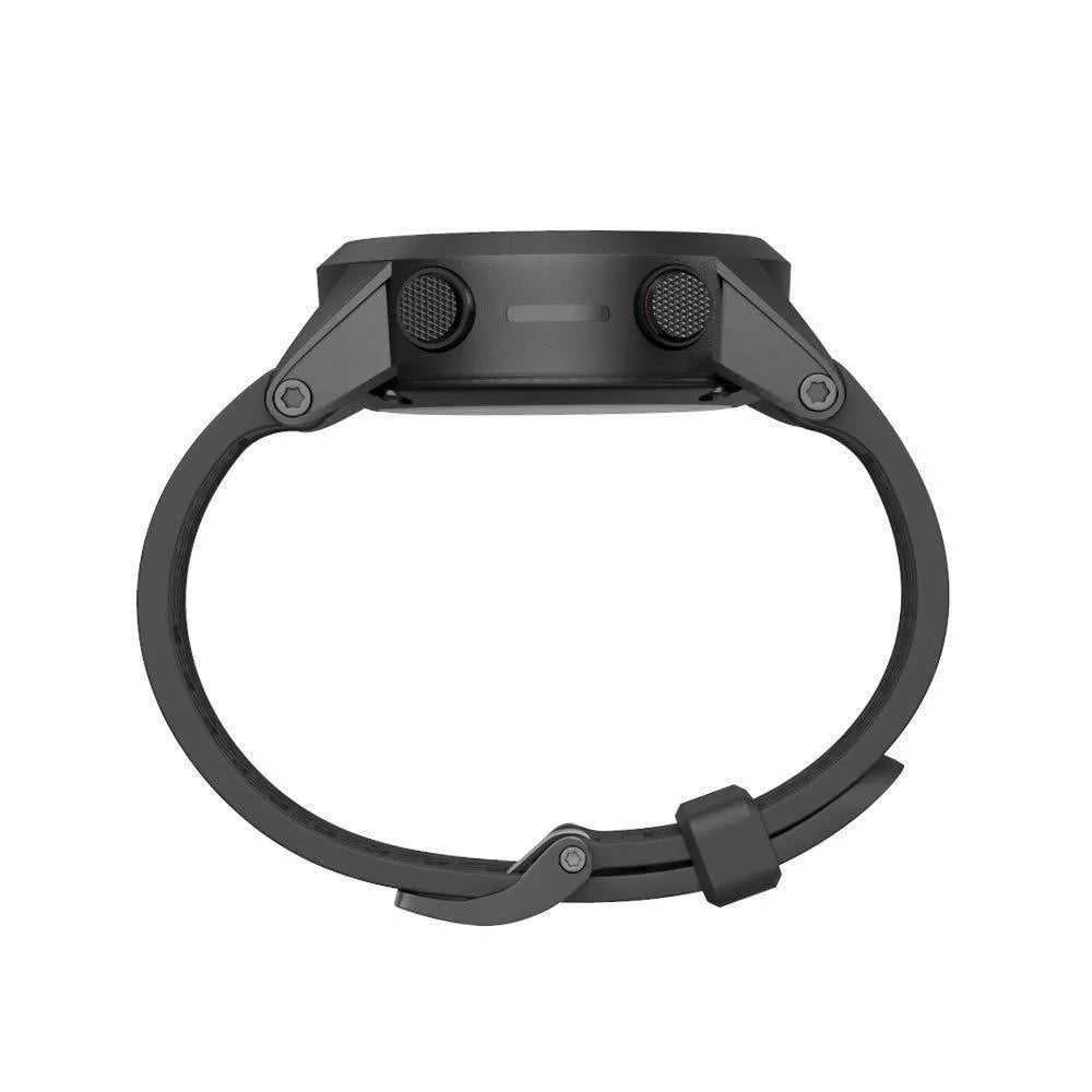 Black silicone sports watch strap with stainless steel watch-button for Jiaming watches, 26mm width