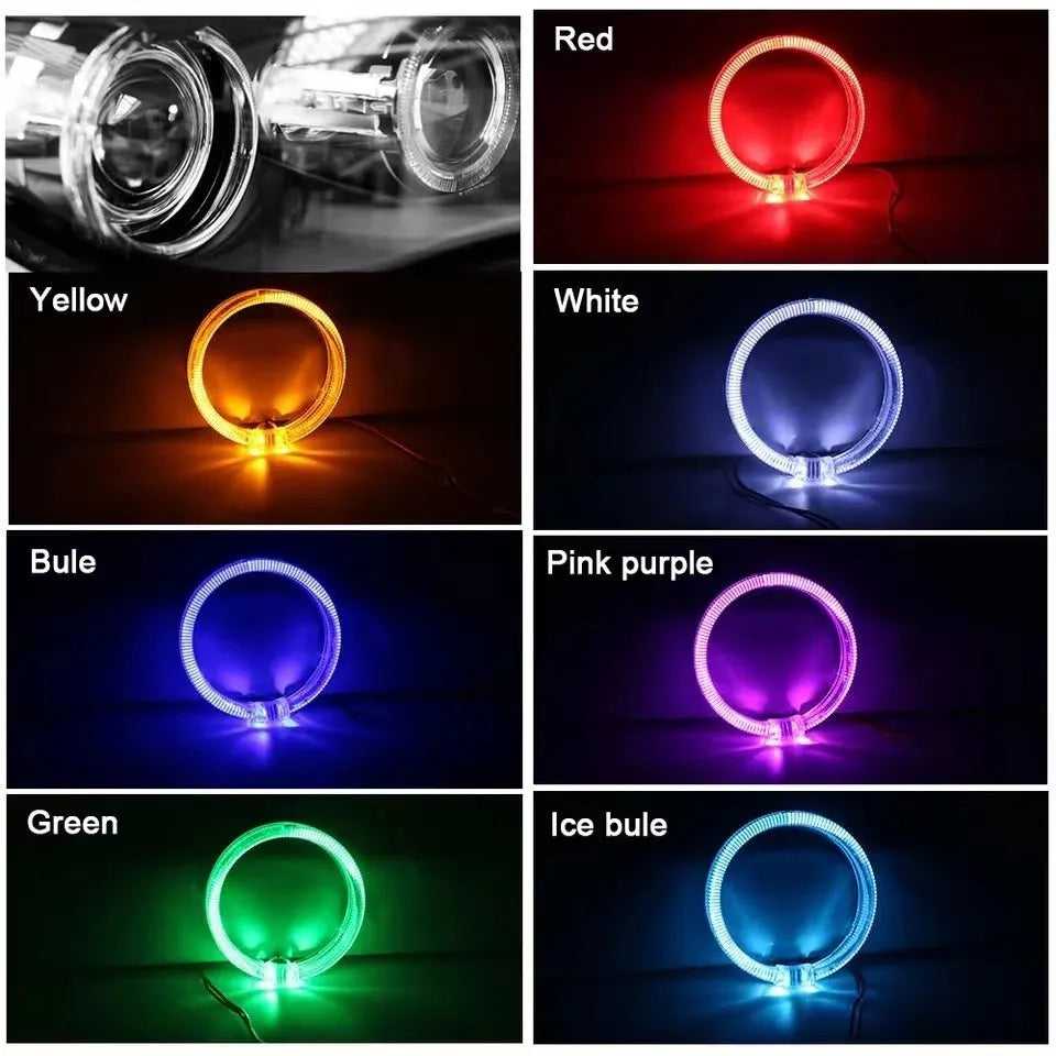 LED light guide angel eye decorative lens ring for 12V cars in 80mm 95mm 105mm 110mm PVC IP68