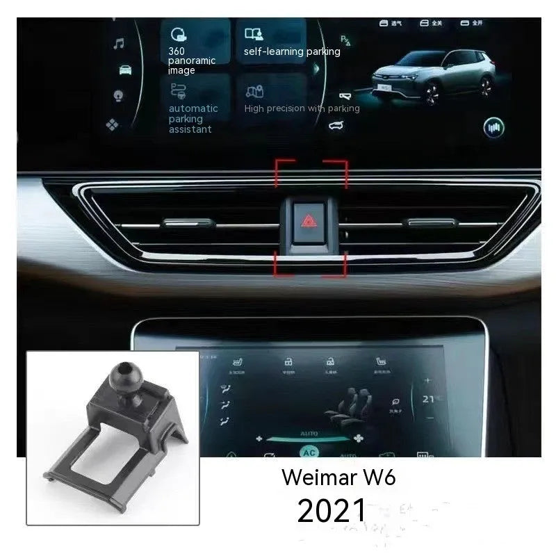 GOODWAY dashboard car phone holder with 360-degree rotating head on snap-on base