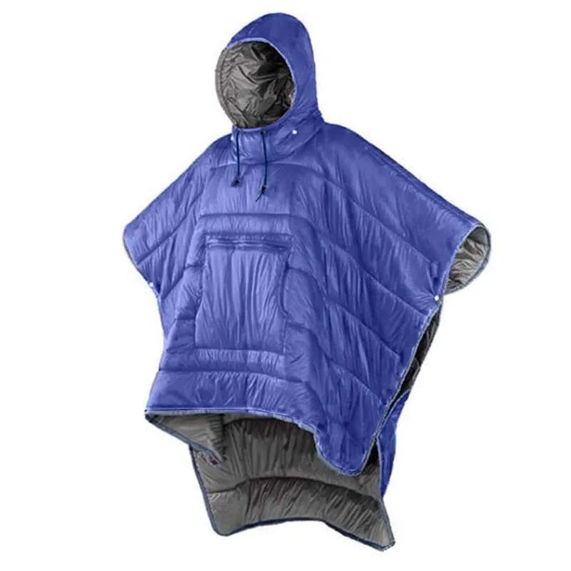 Army Green adult wearable cloak sleeping bag converts to 200x140cm blanket for outdoor camping use
