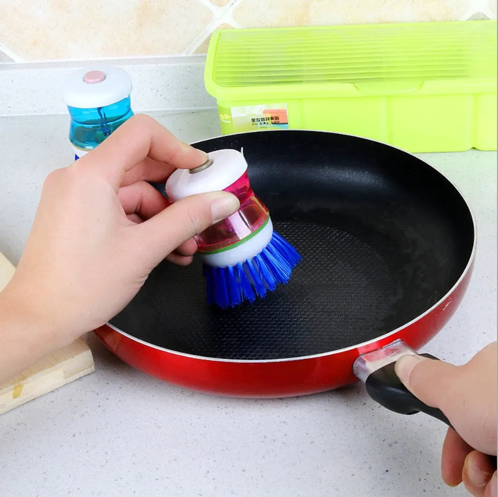 Soap dispensing palm brush 5.5cm diameter 7cm length PP plastic for kitchen hand cleaning