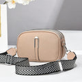 Soft PU leather crossbody bag in khaki colour with multiple compartments and stone pattern detail
