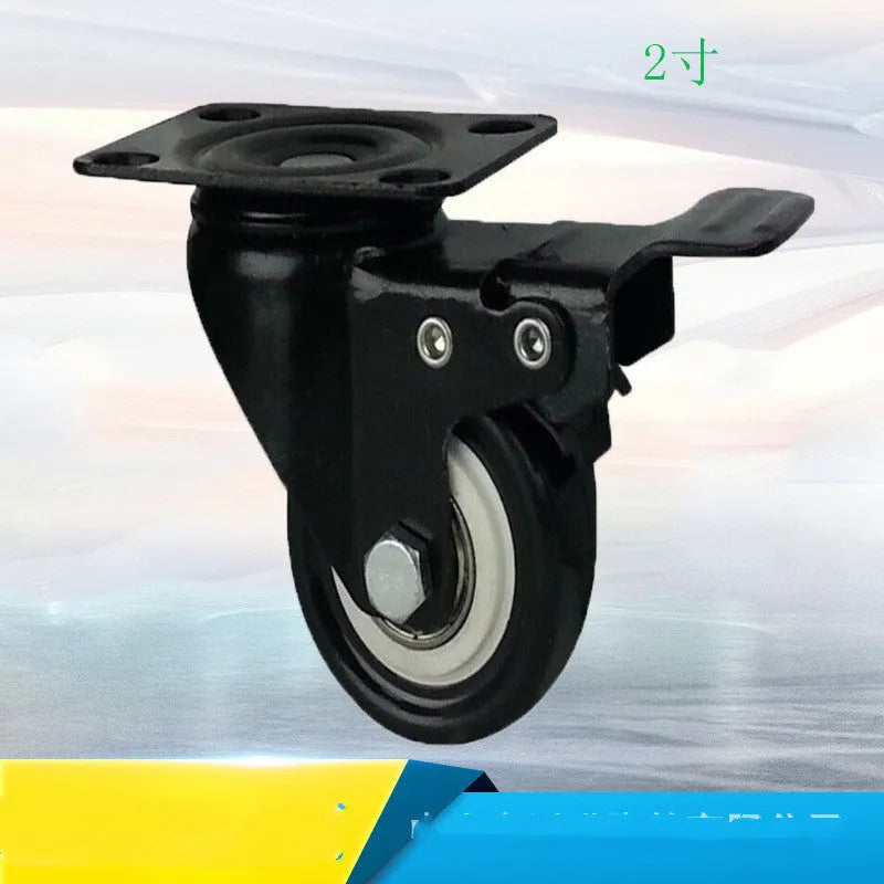 Red double bearing mute universal caster in PP PU PVC, 1.5-5 inch flat bottom or M8 M10 M12 screw fixing