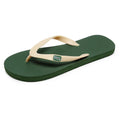 Men's black rubber flip-flop with vulcanised sole and EVA upper, shown from the side.