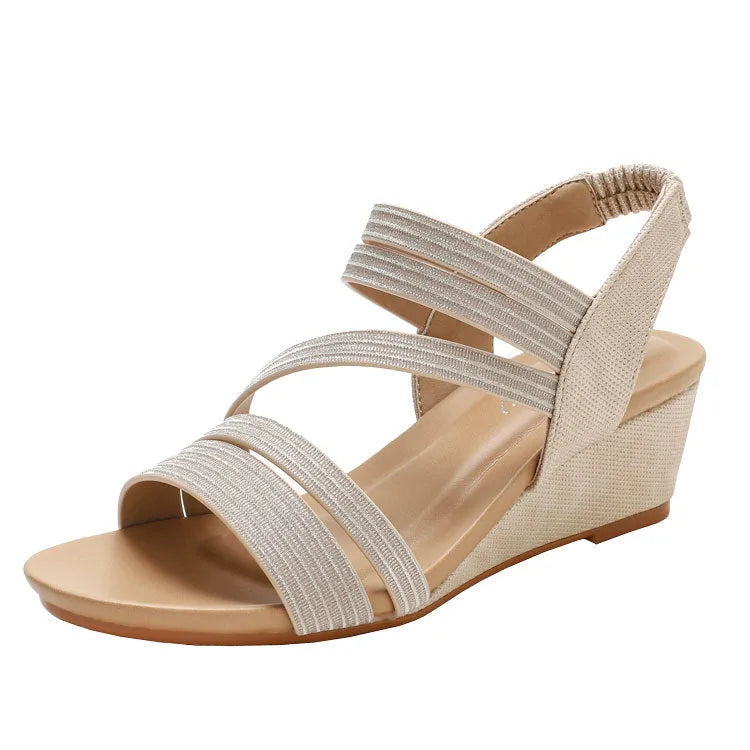 Women's grey platform sandals with 3-5cm heel and artificial PU upper