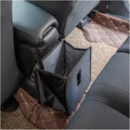 Black waterproof oxford cloth folding trash can for cars, shown with dimensions.
