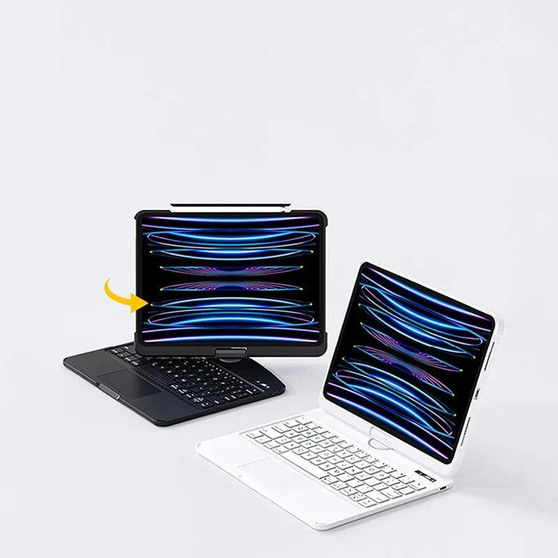 Clear protective Bluetooth keyboard case for iPad Pro and iPad Air with transparent back