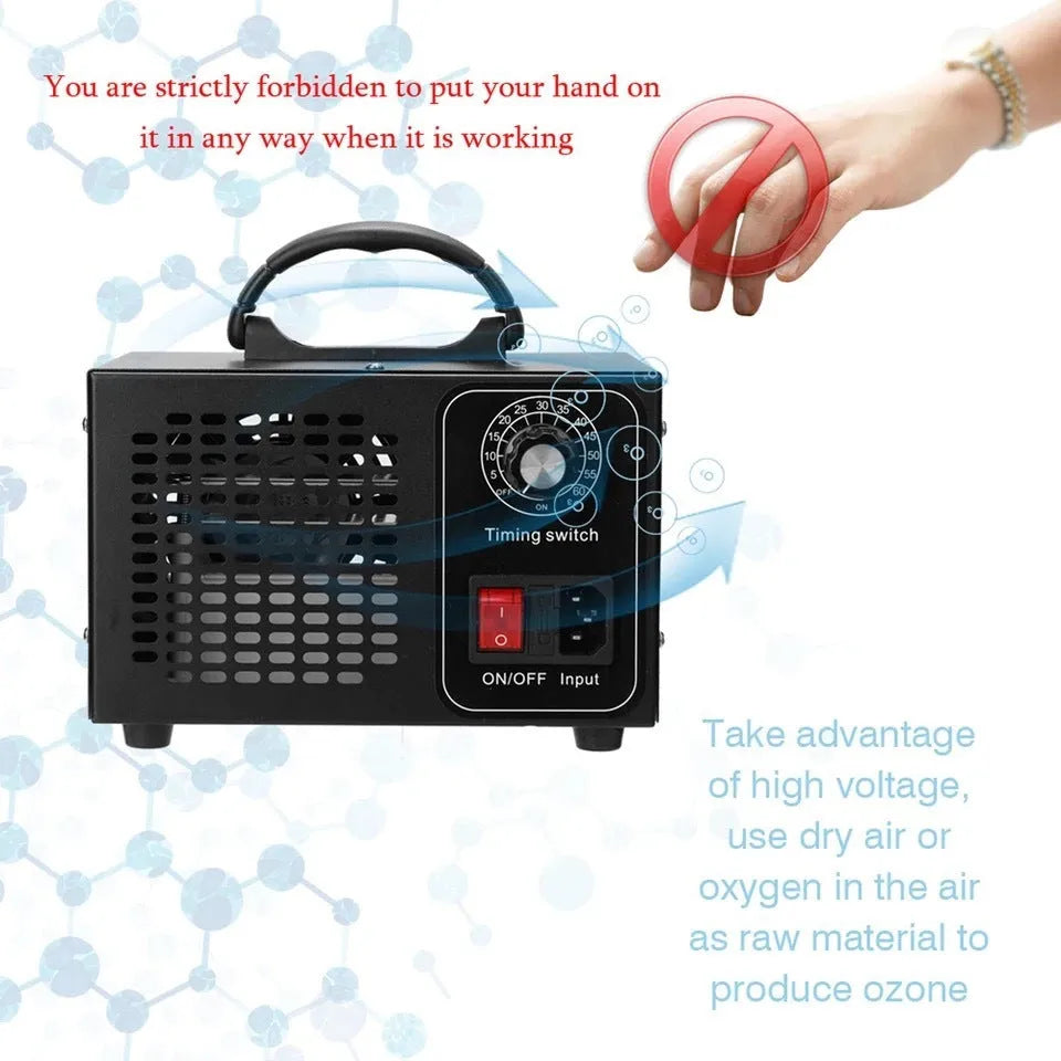 Black compact 220-110V ozone generator for sterilization disinfection and odor removal