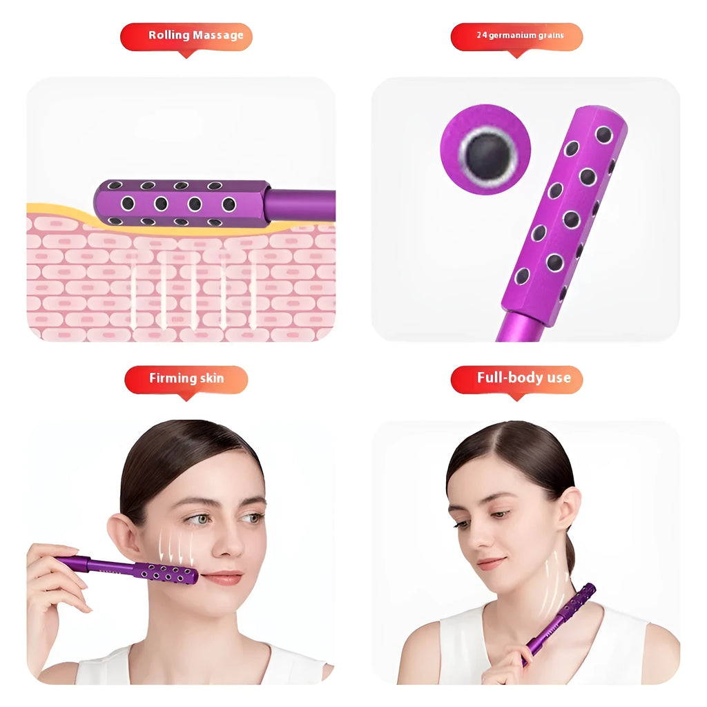 Germanium stone lifting facial roller stick 19x172mm non-powered household massager in purple highlight finish