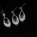 Sterling silver brushed feather spot drill stud earrings for women in white gold colour