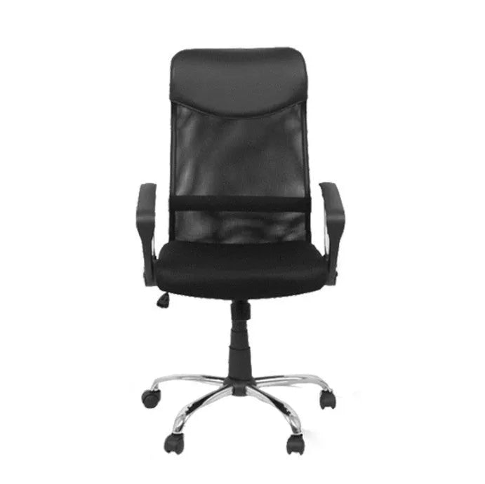 Black mesh computer chair with breathable back for office and home desk seating