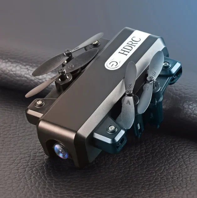 Mini folding drone with 6-channel 2.4G remote, LED night light, black white red, 13x13x3.5cm