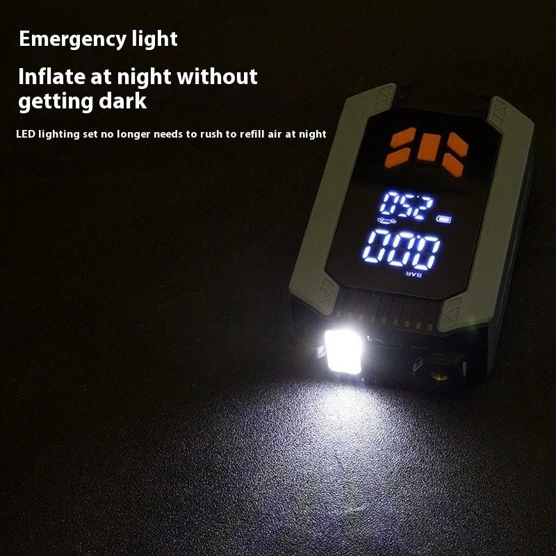 Car wireless inflatable start power all-in-one machine ABS 14.8V with hose, adapters, and digital display