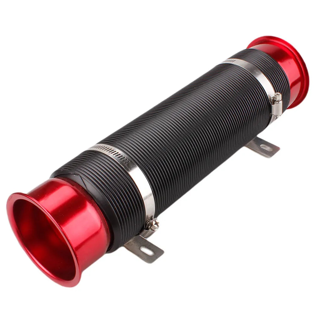 Car modification adjustable aluminium alloy telescopic turbo intake guide tube 345x92mm in silver