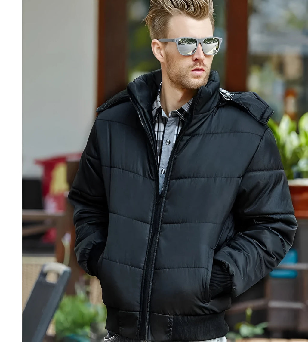 Men's hooded cotton jacket autumn winter Korean style thick coat size M-4XL