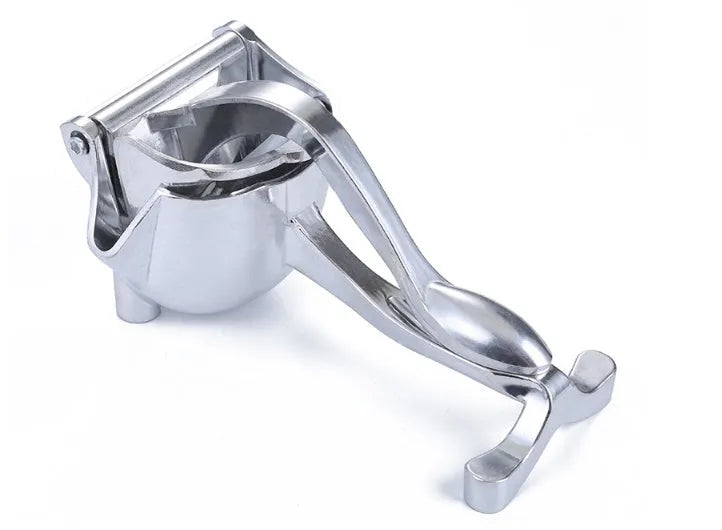 Silver heavy-duty aluminium alloy lemon squeezer with large bowl and press lever.