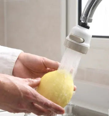 Faucet booster shower attachment in white and grey with 3-mode spray button and 360-degree rotatable head for round taps