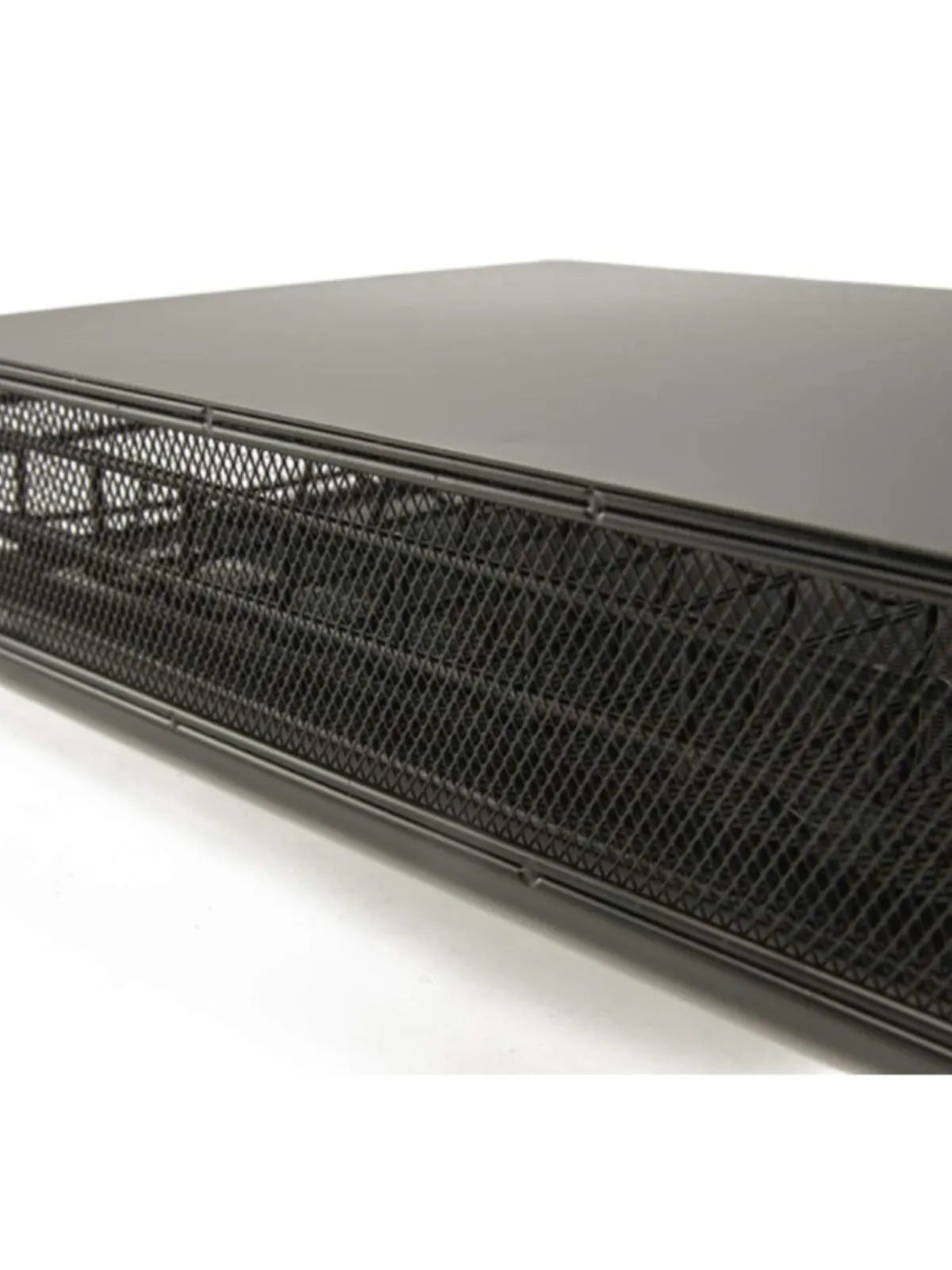 Black coffee capsule storage drawer with silver handle and rotary rack in 40x29x8.5cm size on countertop
