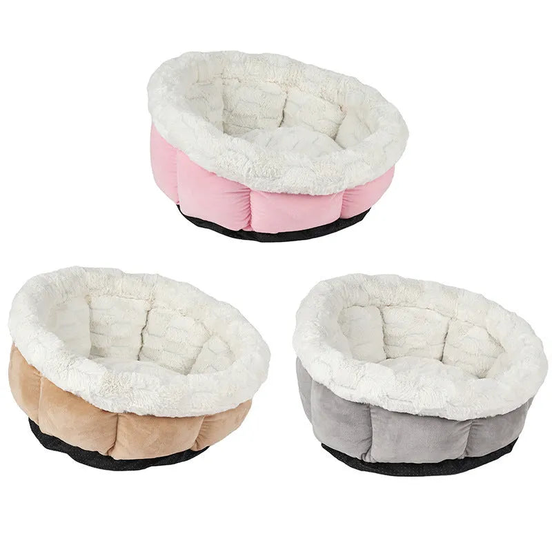 Petal cat mat in grey with raised edges for cat or small dog, 48x49x25cm plush pet nest