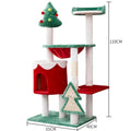 Cat scratching post with integrated toy in Christmas colours made from density plate