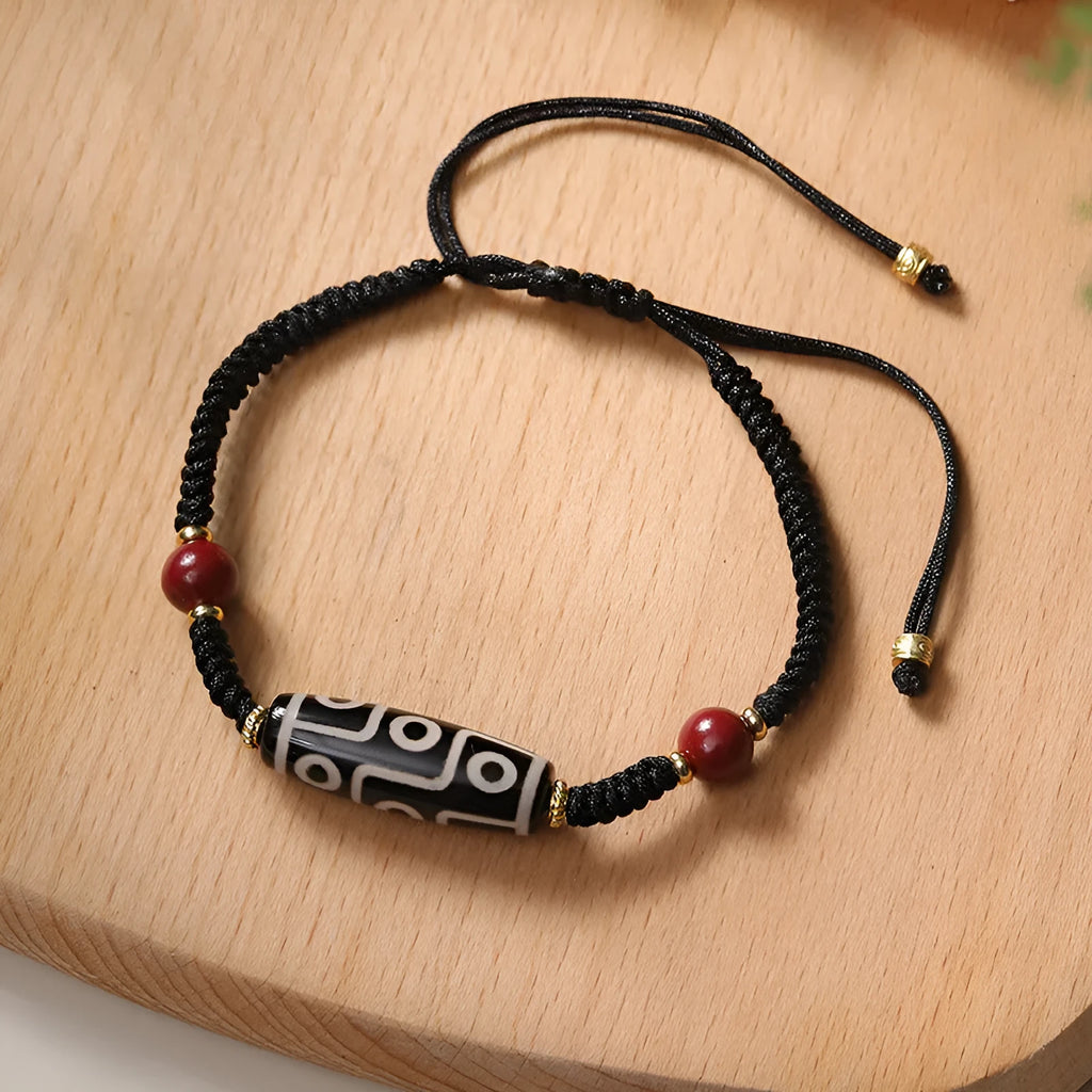 Tibetan agate dzi bead men's bracelet with shrinkable adjustable design in couple style