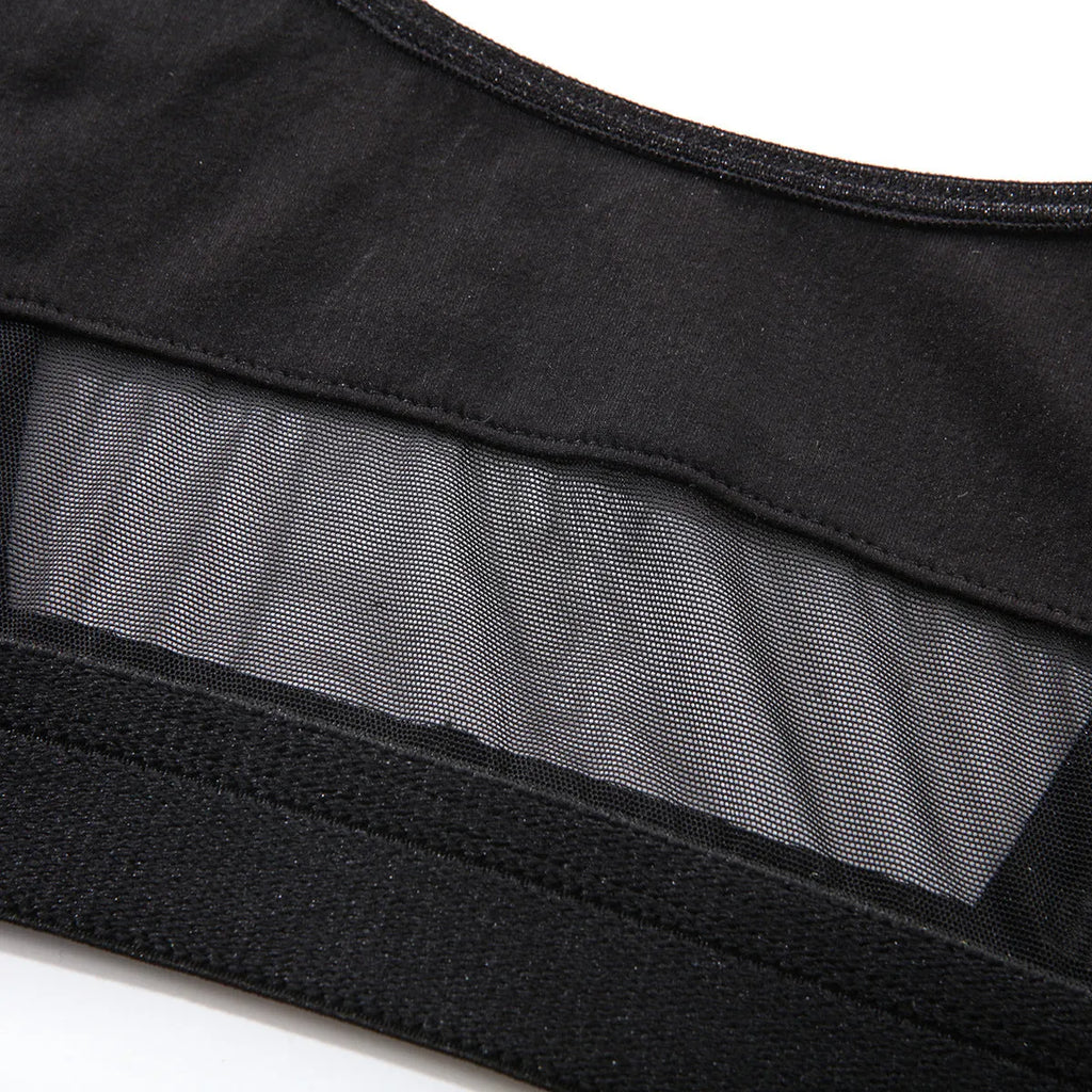 Women's black full cup bra and briefs set with adjustable double straps and cotton lining