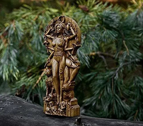 Detailed resin statue of a Greek goddess, 22cm tall, for garden or altar display.