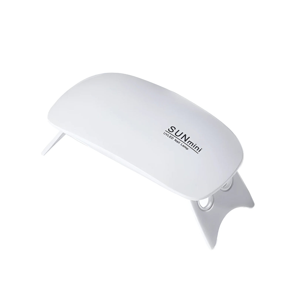 Mini mouse-shaped LED phototherapy machine for nail curing with 6 dual light source lamp beads, available in pink and white, 9W power