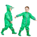 Eco-friendly conjoined raincoat with pants for children in four colours pink yellow green blue sizes S M L