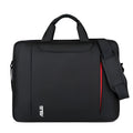 Black waterproof polyester laptop bag with diagonal shoulder strap, suitable for 15.6-inch laptops