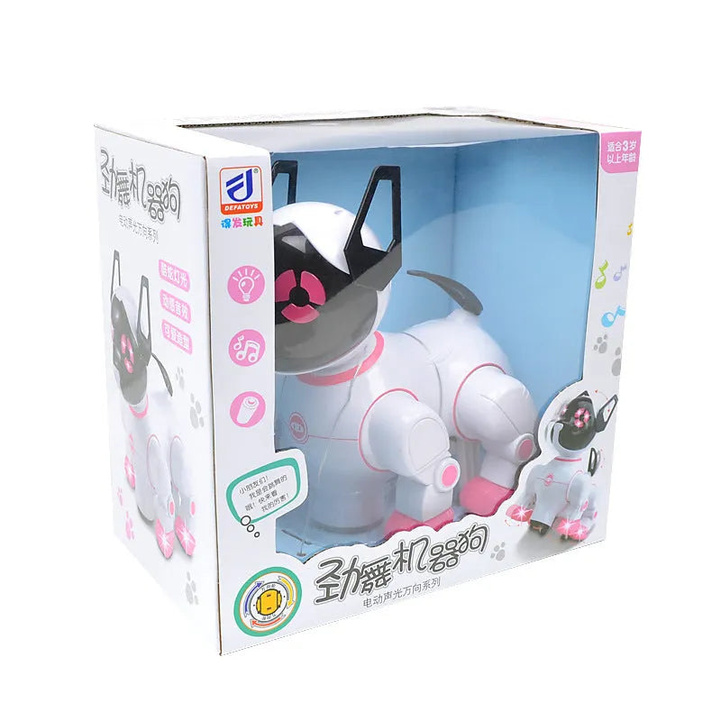 Electric dog toy in blue with light and music dance machine for children