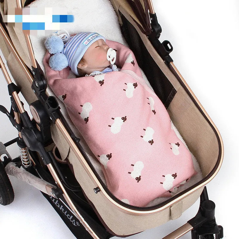Cotton baby windproof blanket cover 100x80cm in pink or grey for pram, cot, and car seat use
