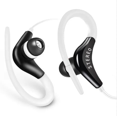 Wired earhook headphones with super bass for sport in five colour options