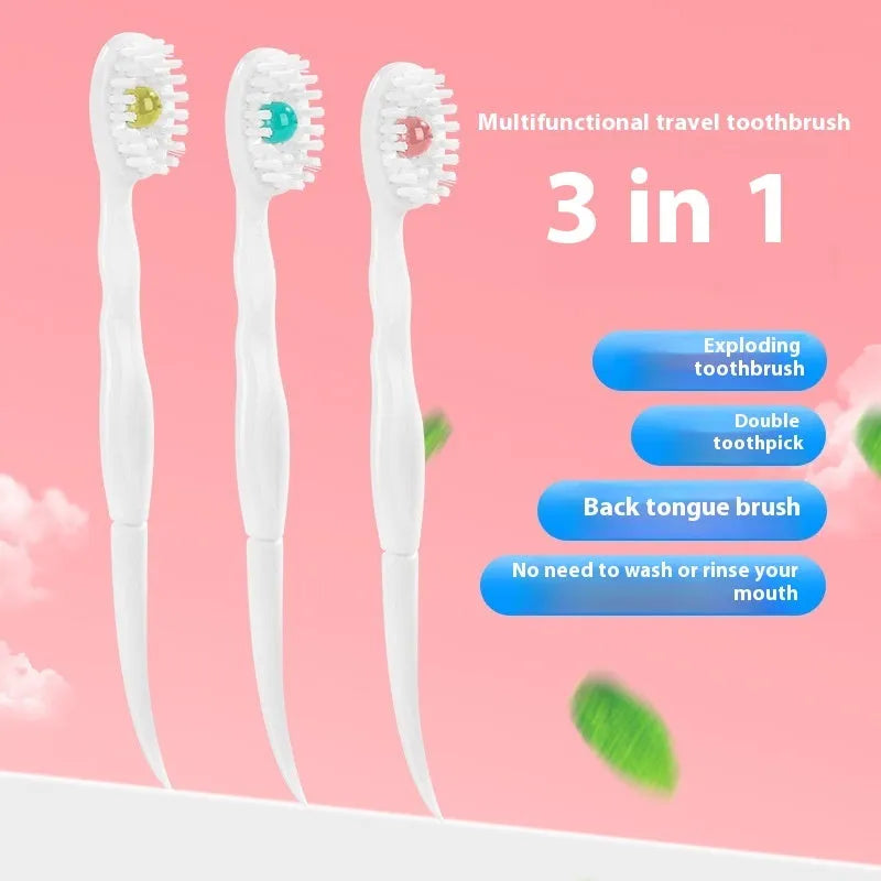 Box of 20 disposable bead toothbrushes with mint, peach, and green tea flavour options