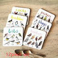 Set of 6 square bird pun coasters with PVC material, each featuring a different bird chart, 10x10x0.35 cm