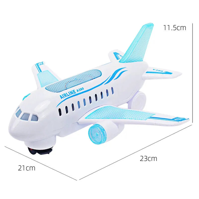 Children's luminous electric music air plane toy Q628-3 plastic 23cm battery-powered with flash and sound
